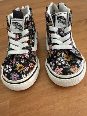 Vans Kids Black Floral High-Top Sneakers Size 5